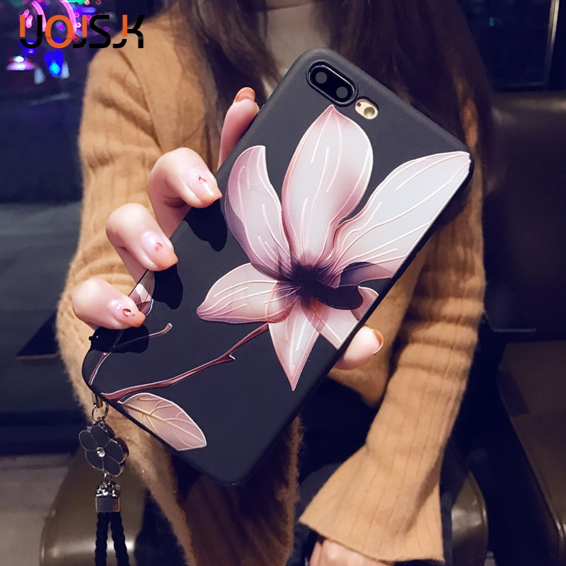 UOJSJK Flower Phone Case for iPhone 6 6s 7 8 Plus X Cases Silicone Fashion Women Soft Protection Cover for iphone XR XS MAX Case