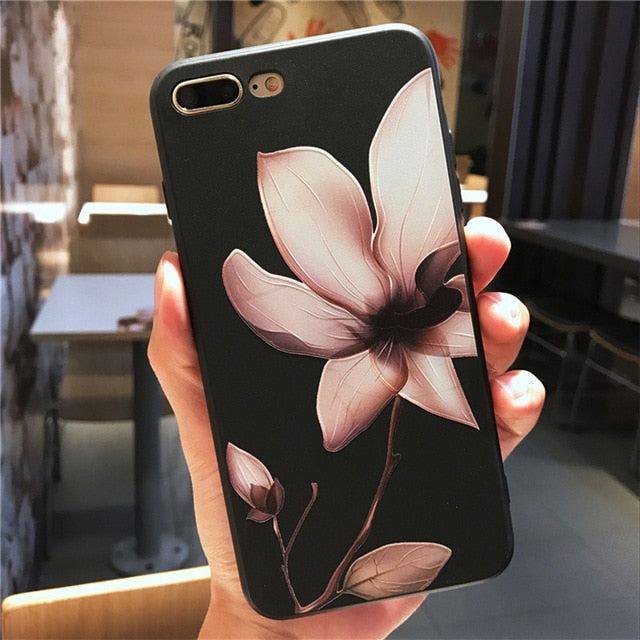 UOJSJK Flower Phone Case for iPhone 6 6s 7 8 Plus X Cases Silicone Fashion Women Soft Protection Cover for iphone XR XS MAX Case