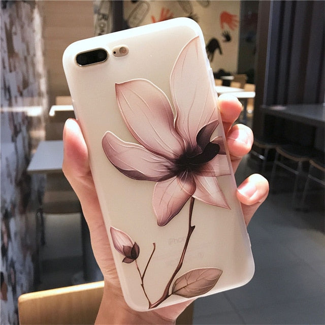 UOJSJK Flower Phone Case for iPhone 6 6s 7 8 Plus X Cases Silicone Fashion Women Soft Protection Cover for iphone XR XS MAX Case