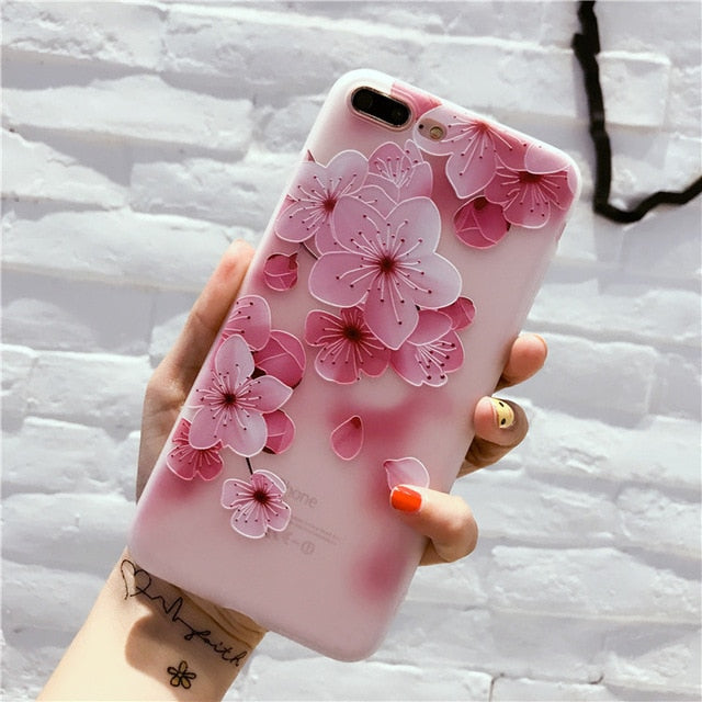 UOJSJK Flower Phone Case for iPhone 6 6s 7 8 Plus X Cases Silicone Fashion Women Soft Protection Cover for iphone XR XS MAX Case