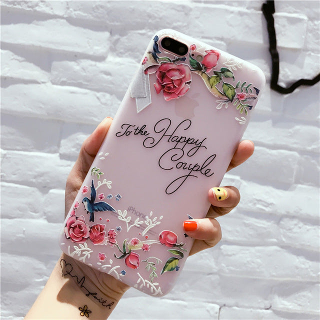 UOJSJK Flower Phone Case for iPhone 6 6s 7 8 Plus X Cases Silicone Fashion Women Soft Protection Cover for iphone XR XS MAX Case