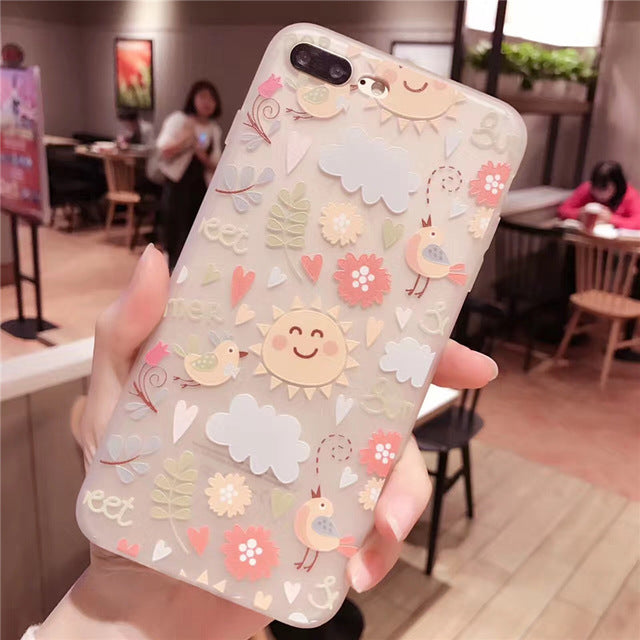 UOJSJK Flower Phone Case for iPhone 6 6s 7 8 Plus X Cases Silicone Fashion Women Soft Protection Cover for iphone XR XS MAX Case