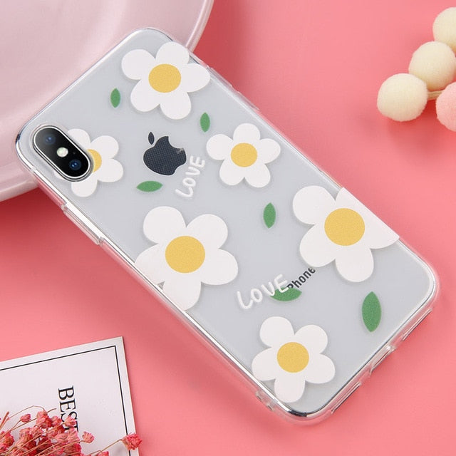 Lovebay Soft Clear Phone Cases For iphone X XS Max XR 6 6S 7 8 Plus Case Floral Love Heart Transparent Silicone Back Case Cover