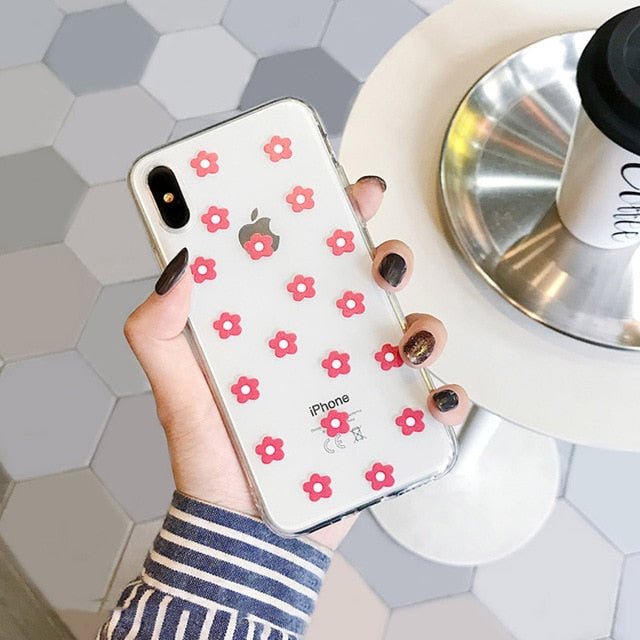 Lovebay Soft Clear Phone Cases For iphone X XS Max XR 6 6S 7 8 Plus Case Floral Love Heart Transparent Silicone Back Case Cover