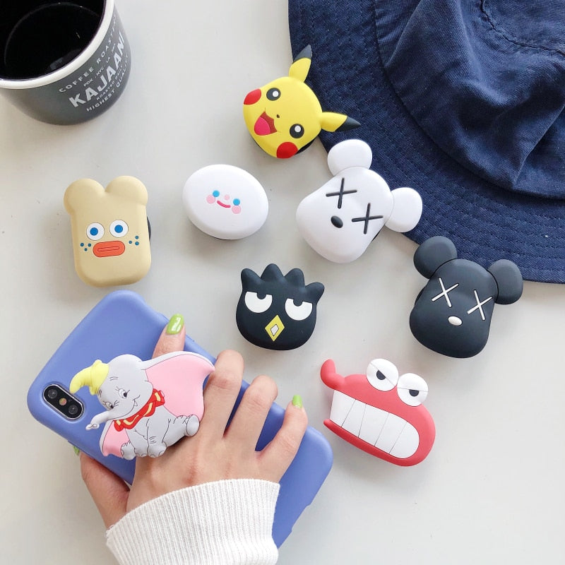 Cute Cartoon Round Universal Mobile Phone Ring Holder Airbag Gasbag fold Stand Bracket Mount For iPhone XR Samsung Huawei Xiaomi