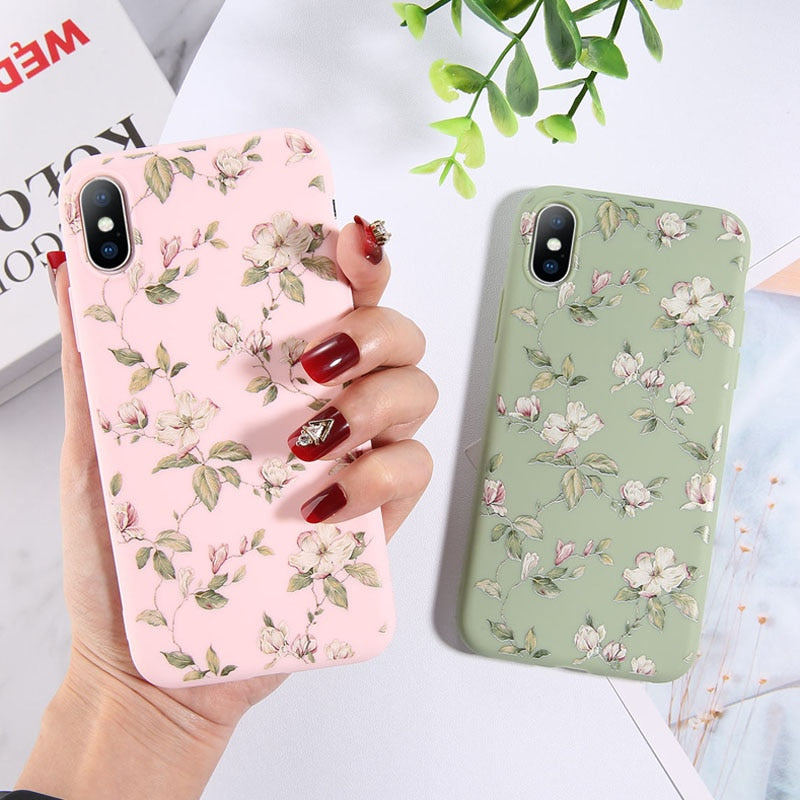 Moskado Colorful Floral Leaves Case For iPhone 7 8 6 6S Plus X XR XS Max 5 5s SE Phone Case Flowers Soft TPU Silicone Back Cover