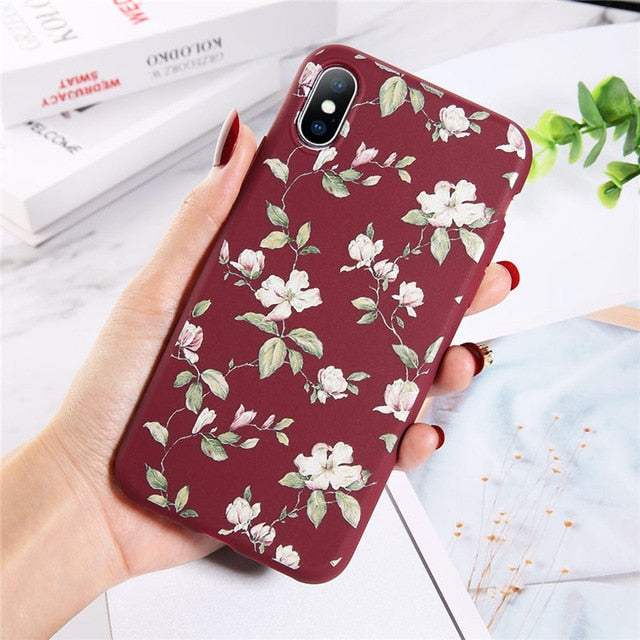 Moskado Colorful Floral Leaves Case For iPhone 7 8 6 6S Plus X XR XS Max 5 5s SE Phone Case Flowers Soft TPU Silicone Back Cover