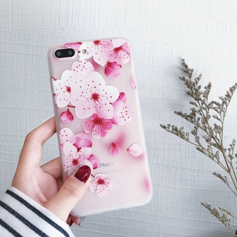 Flower Floral Case For iPhone X XR XS Max 6 6s 7 8 Plus 7Plus 5 5s SE Phone Cases Soft TPU Back Cover For iPhone 7 Coque