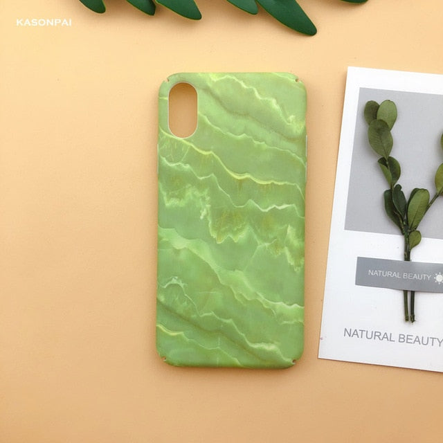 Fashion Matte Phone Cases For iPhone 6 6S 7 7Plus 8 8Plus X XS Max XR Lovely Leaves Patterned Hard Cover Coque For iPhone 7 Case