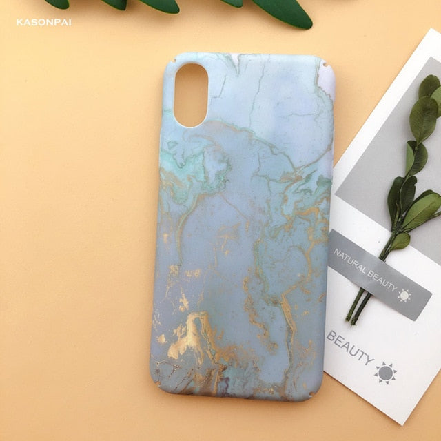 Fashion Matte Phone Cases For iPhone 6 6S 7 7Plus 8 8Plus X XS Max XR Lovely Leaves Patterned Hard Cover Coque For iPhone 7 Case