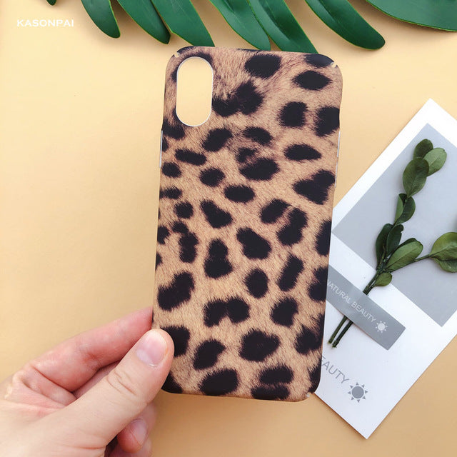 Fashion Matte Phone Cases For iPhone 6 6S 7 7Plus 8 8Plus X XS Max XR Lovely Leaves Patterned Hard Cover Coque For iPhone 7 Case