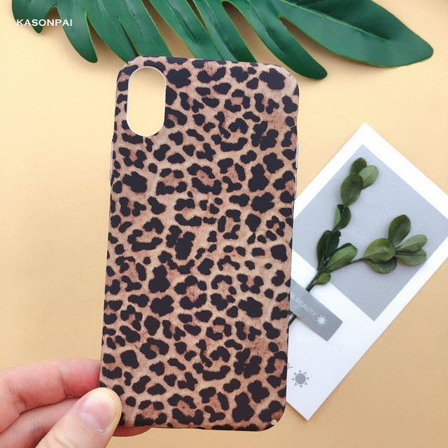 Fashion Matte Phone Cases For iPhone 6 6S 7 7Plus 8 8Plus X XS Max XR Lovely Leaves Patterned Hard Cover Coque For iPhone 7 Case