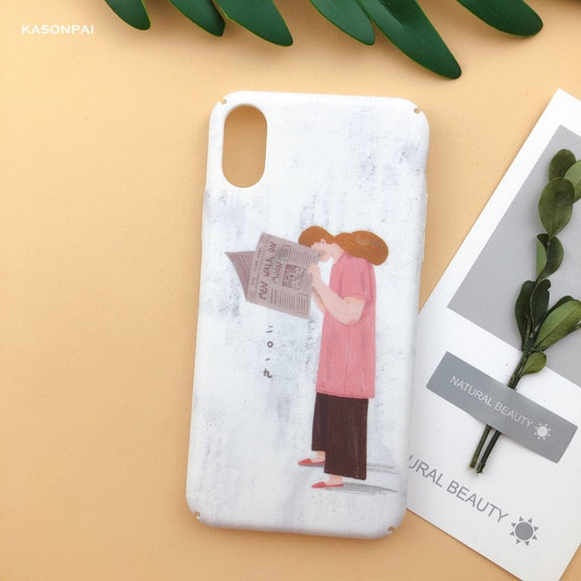 Fashion Matte Phone Cases For iPhone 6 6S 7 7Plus 8 8Plus X XS Max XR Lovely Leaves Patterned Hard Cover Coque For iPhone 7 Case