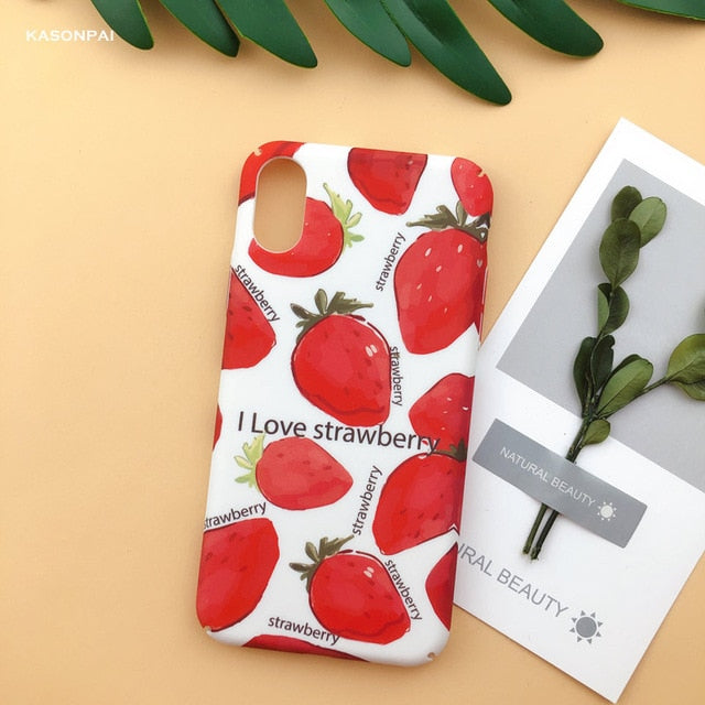 Fashion Matte Phone Cases For iPhone 6 6S 7 7Plus 8 8Plus X XS Max XR Lovely Leaves Patterned Hard Cover Coque For iPhone 7 Case