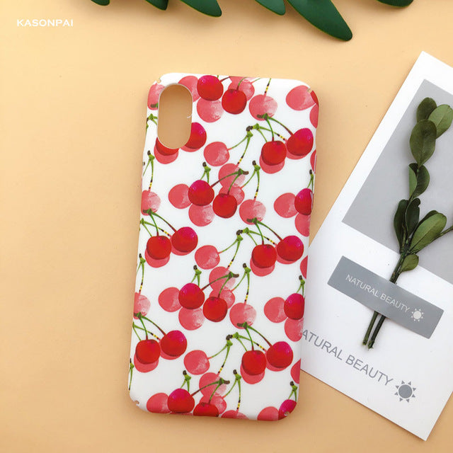 Fashion Matte Phone Cases For iPhone 6 6S 7 7Plus 8 8Plus X XS Max XR Lovely Leaves Patterned Hard Cover Coque For iPhone 7 Case