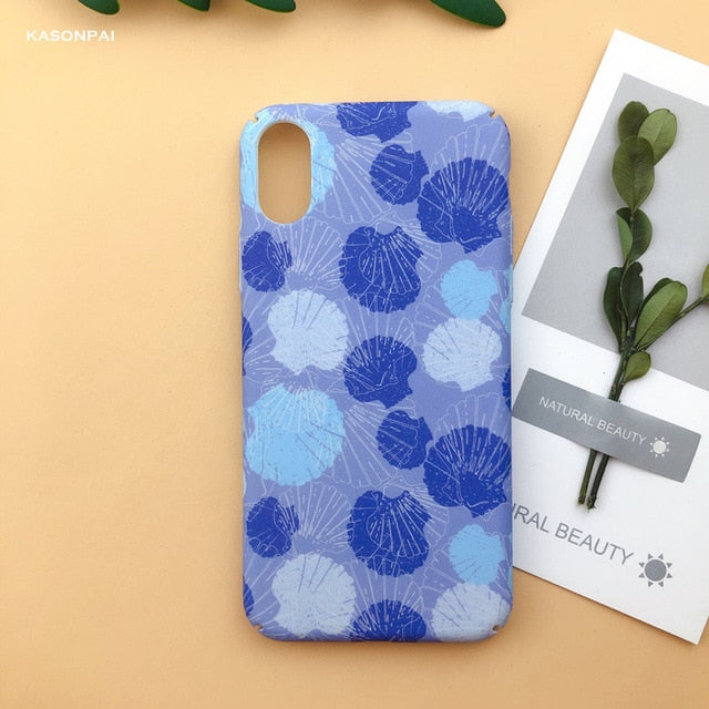 Fashion Matte Phone Cases For iPhone 6 6S 7 7Plus 8 8Plus X XS Max XR Lovely Leaves Patterned Hard Cover Coque For iPhone 7 Case