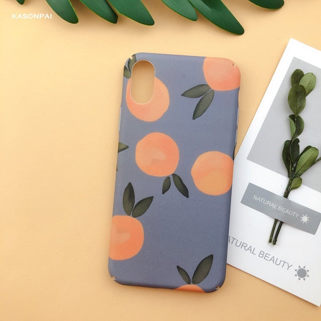 Fashion Matte Phone Cases For iPhone 6 6S 7 7Plus 8 8Plus X XS Max XR Lovely Leaves Patterned Hard Cover Coque For iPhone 7 Case