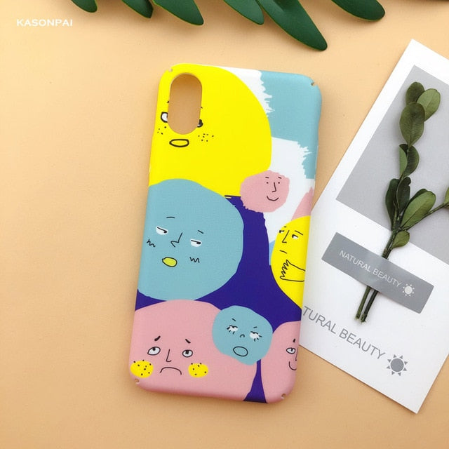 Fashion Matte Phone Cases For iPhone 6 6S 7 7Plus 8 8Plus X XS Max XR Lovely Leaves Patterned Hard Cover Coque For iPhone 7 Case