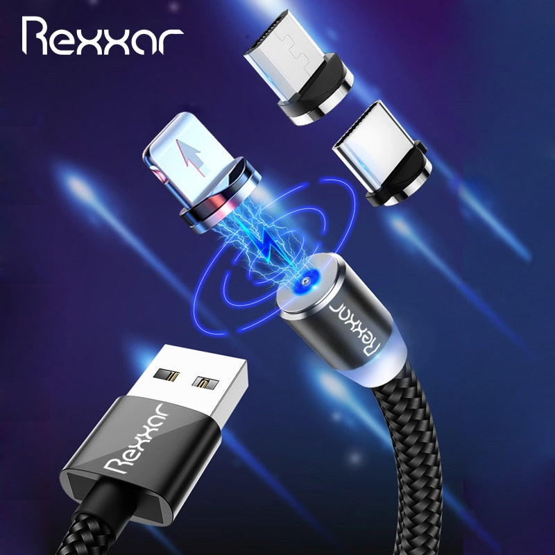 1M 2M Magnetic USB Cable Micro USB Type C Charger Cable Fast Charging For iPhone XS Max Samsung Charge Magnet Android Phone Cord