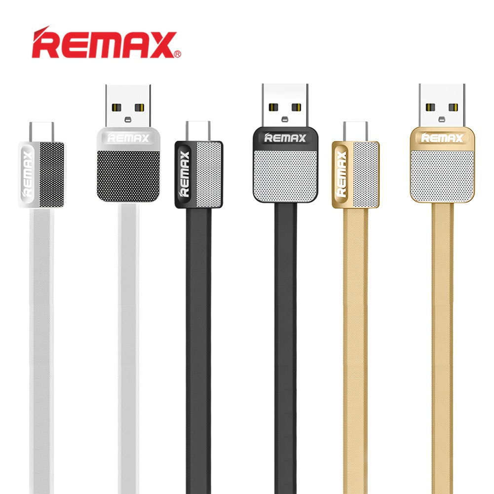 Remax RC-044m Flat TPE 1m Micro USB/TypeC Cable 2.1A Fast Charging Data Transfer Charger Line Mobile Phone Wire Cord for Android