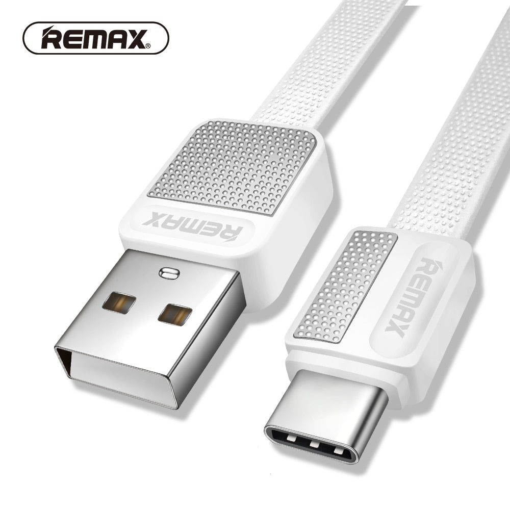 REMAX Type C USB Data Cable Flat Metal Charging Cable 2.1A Durable USB C Fast Charger Cable for Xiaomi/Samsung /HTC/Huawei/LG