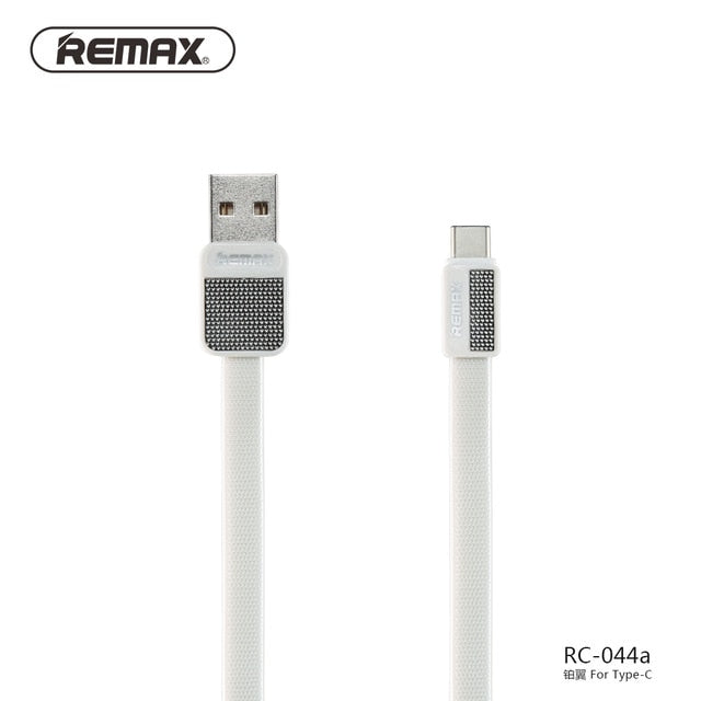 REMAX Type C USB Data Cable Flat Metal Charging Cable 2.1A Durable USB C Fast Charger Cable for Xiaomi/Samsung /HTC/Huawei/LG