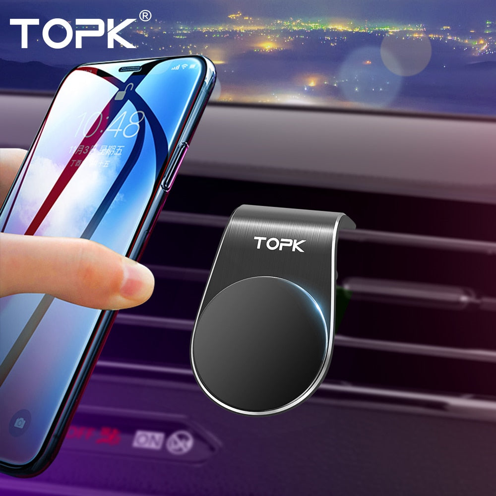 TOPK Magnetic Car Phone Holder L Shape Air Vent Mount Stand for iPhone Samsung Xiaomi Huawei GPS Mobile Phone Holder in Car