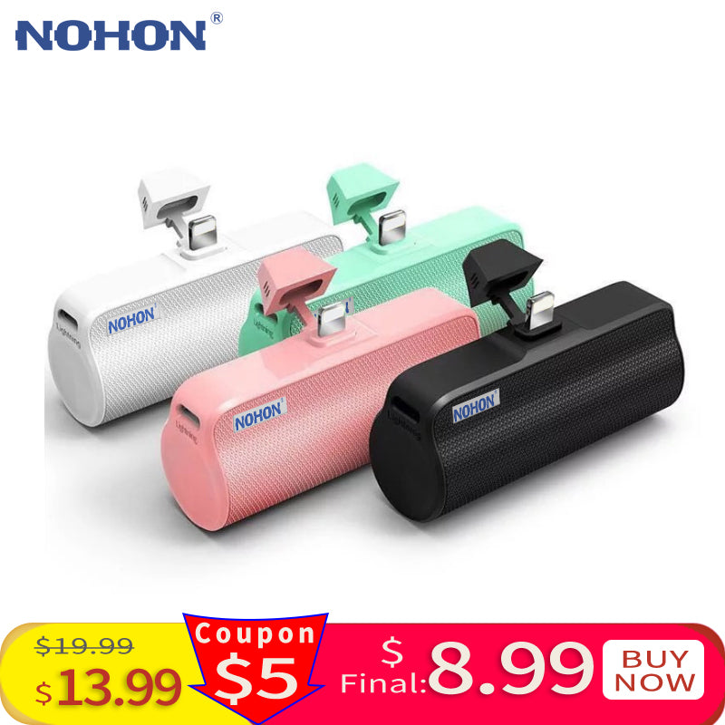 NOHON Wireless Mini Power Bank 3000mAh Portable Charger External Battery For iPhone Xiaomi Huawei Samsung USB C Powerbank