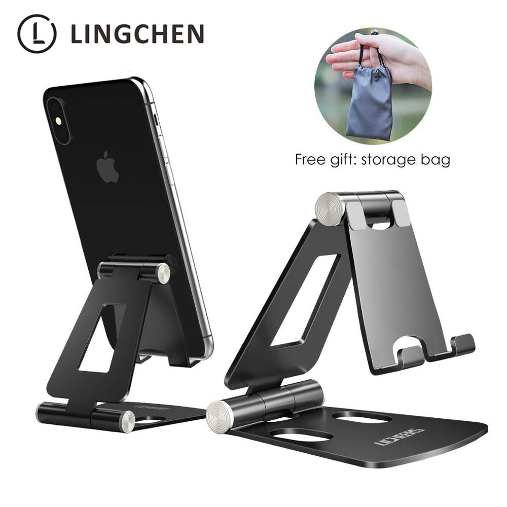 LINGCHEN Phone Holder Stand for Xiaomi mi 9 Metal Phone Holder Foldable Mobile Holder Phone Stand Desk For iPhone 7 8 X XS Max