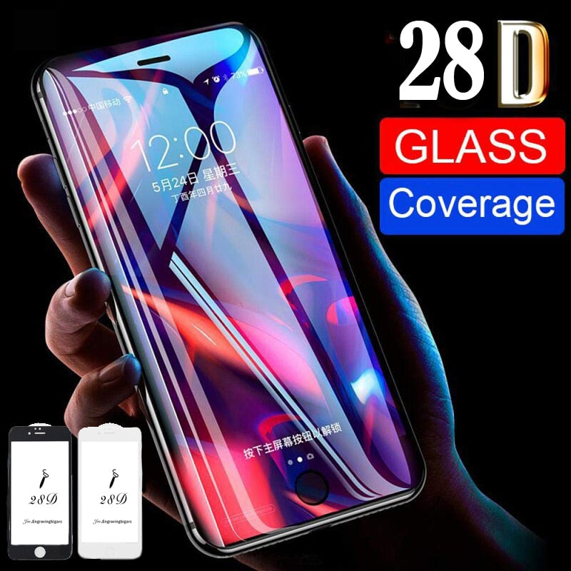 28D Full Cover Tempered Glass For iphone 7 8 Plus 6 6S X XR XS Max Phone Screen Protector Protective Film Glue  Replacement