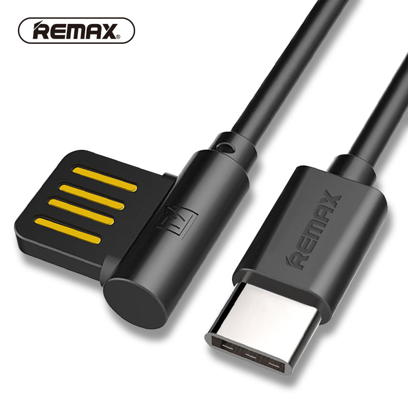 REMAX USB C type c Data Cable Portable 90 Degree Dual Type-C 2.1A Charger TPE Cable Sync For xiaomi 5/Samsung S8/huawei P9
