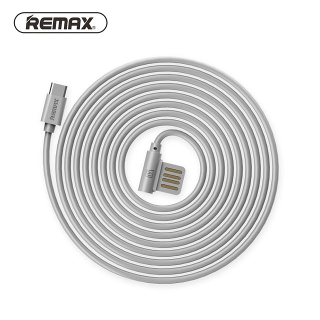 REMAX USB C type c Data Cable Portable 90 Degree Dual Type-C 2.1A Charger TPE Cable Sync For xiaomi 5/Samsung S8/huawei P9