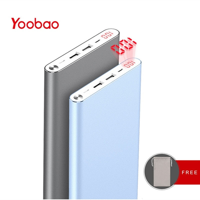 Yoobao A2 Power Bank 20000mAh Dual USB Output/Input Ultra Slim External Battery with Digital Display Mobile Portable Charger