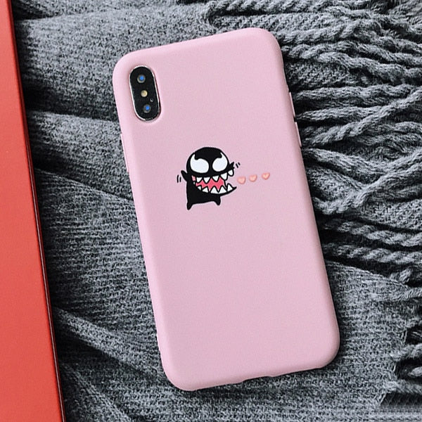LACK Cute couple fire dragon Scrub Cases for iPhone XS Max XR X 6 6S 7 8 Plus DC Comics Marvel Venom Super hero Soft phone cases
