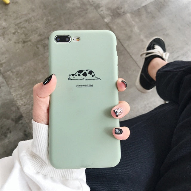 Ottwn Soft Silicone Fashion Phone Case For iPhone 8 7 6 6s Plus Case Cartoon Cute Antelope Cow Back Cover For iPhone XR X XS Max