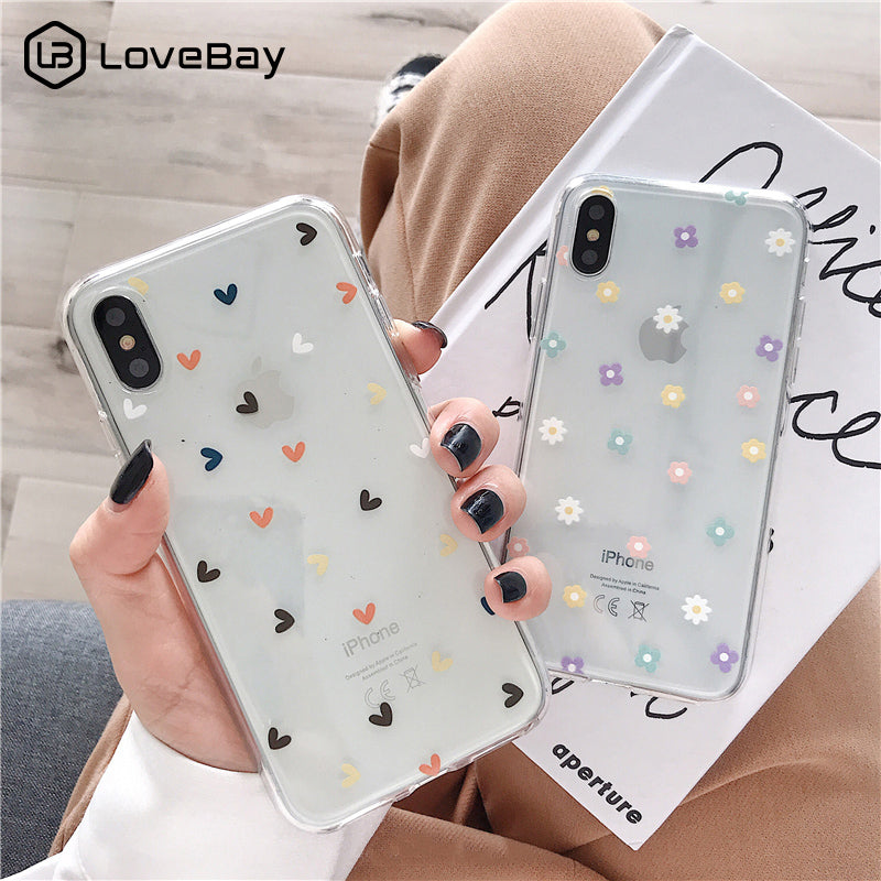Lovebay Soft Clear Phone Cases For iphone X XS Max XR 6 6S 7 8 Plus Case Floral Love Heart Transparent Silicone Back Case Cover
