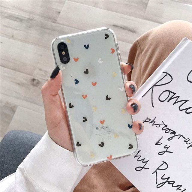 Lovebay Soft Clear Phone Cases For iphone X XS Max XR 6 6S 7 8 Plus Case Floral Love Heart Transparent Silicone Back Case Cover