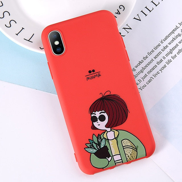 Lovebay Phone Case For iPhone 6 6s 7 8 Plus X XR XS Max Cute Green Cactus Potted Plant Face Soft TPU For iPhone 5 5S SE Cover