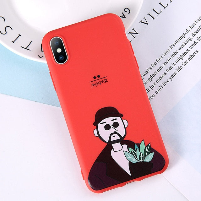 Lovebay Phone Case For iPhone 6 6s 7 8 Plus X XR XS Max Cute Green Cactus Potted Plant Face Soft TPU For iPhone 5 5S SE Cover