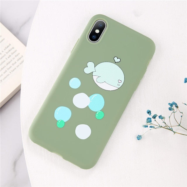 Lovebay Phone Case For iPhone 6 6s 7 8 Plus X XR XS Max Cute Green Cactus Potted Plant Face Soft TPU For iPhone 5 5S SE Cover