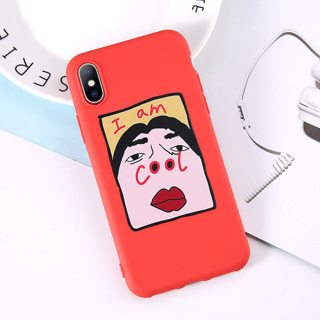 Lovebay Phone Case For iPhone 6 6s 7 8 Plus X XR XS Max Cute Green Cactus Potted Plant Face Soft TPU For iPhone 5 5S SE Cover