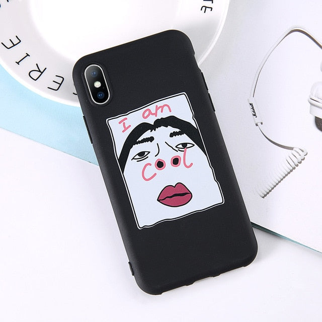 Lovebay Phone Case For iPhone 6 6s 7 8 Plus X XR XS Max Cute Green Cactus Potted Plant Face Soft TPU For iPhone 5 5S SE Cover