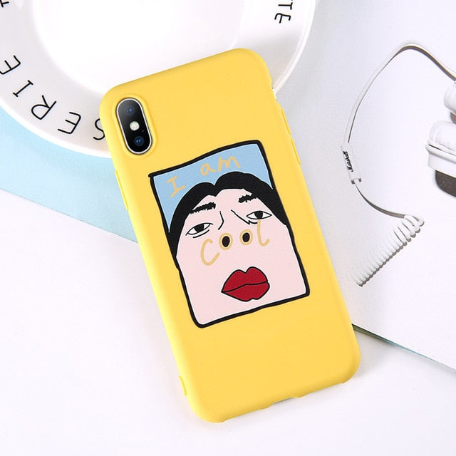 Lovebay Phone Case For iPhone 6 6s 7 8 Plus X XR XS Max Cute Green Cactus Potted Plant Face Soft TPU For iPhone 5 5S SE Cover