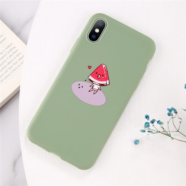 Lovebay Phone Case For iPhone 6 6s 7 8 Plus X XR XS Max Cute Green Cactus Potted Plant Face Soft TPU For iPhone 5 5S SE Cover
