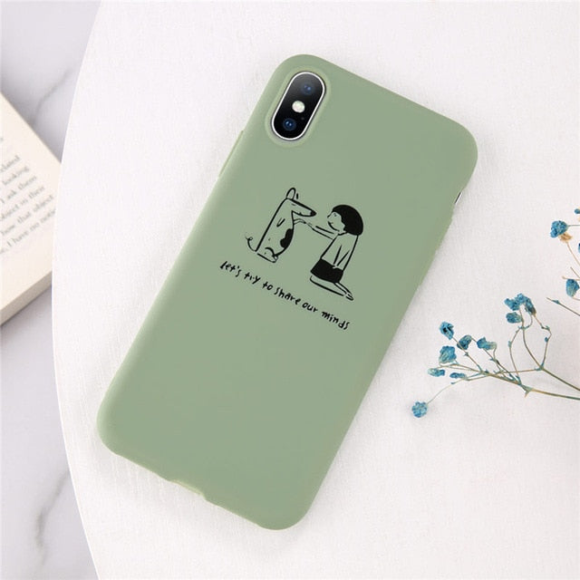 Lovebay Phone Case For iPhone 6 6s 7 8 Plus X XR XS Max Cute Green Cactus Potted Plant Face Soft TPU For iPhone 5 5S SE Cover