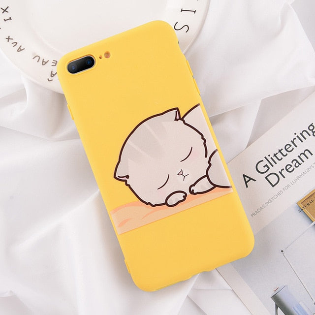 Lovebay Phone Case For iPhone 6 6s 7 8 Plus X XR XS Max Cute Green Cactus Potted Plant Face Soft TPU For iPhone 5 5S SE Cover