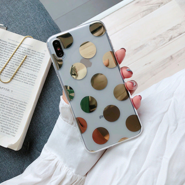 Lovebay Phone Case For iPhone 6 6s 7 8 Plus X XR XS Max Fashion Electroplated Star Wave Point Clear Soft TPU For iPhone X Cover
