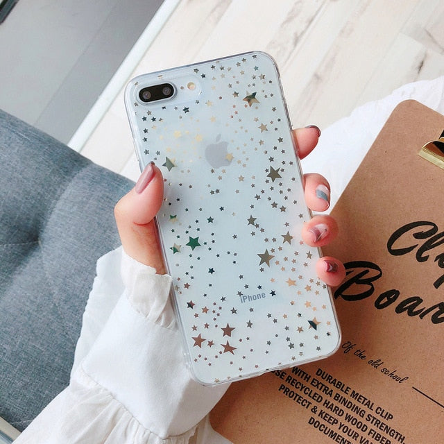 Lovebay Phone Case For iPhone 6 6s 7 8 Plus X XR XS Max Fashion Electroplated Star Wave Point Clear Soft TPU For iPhone X Cover